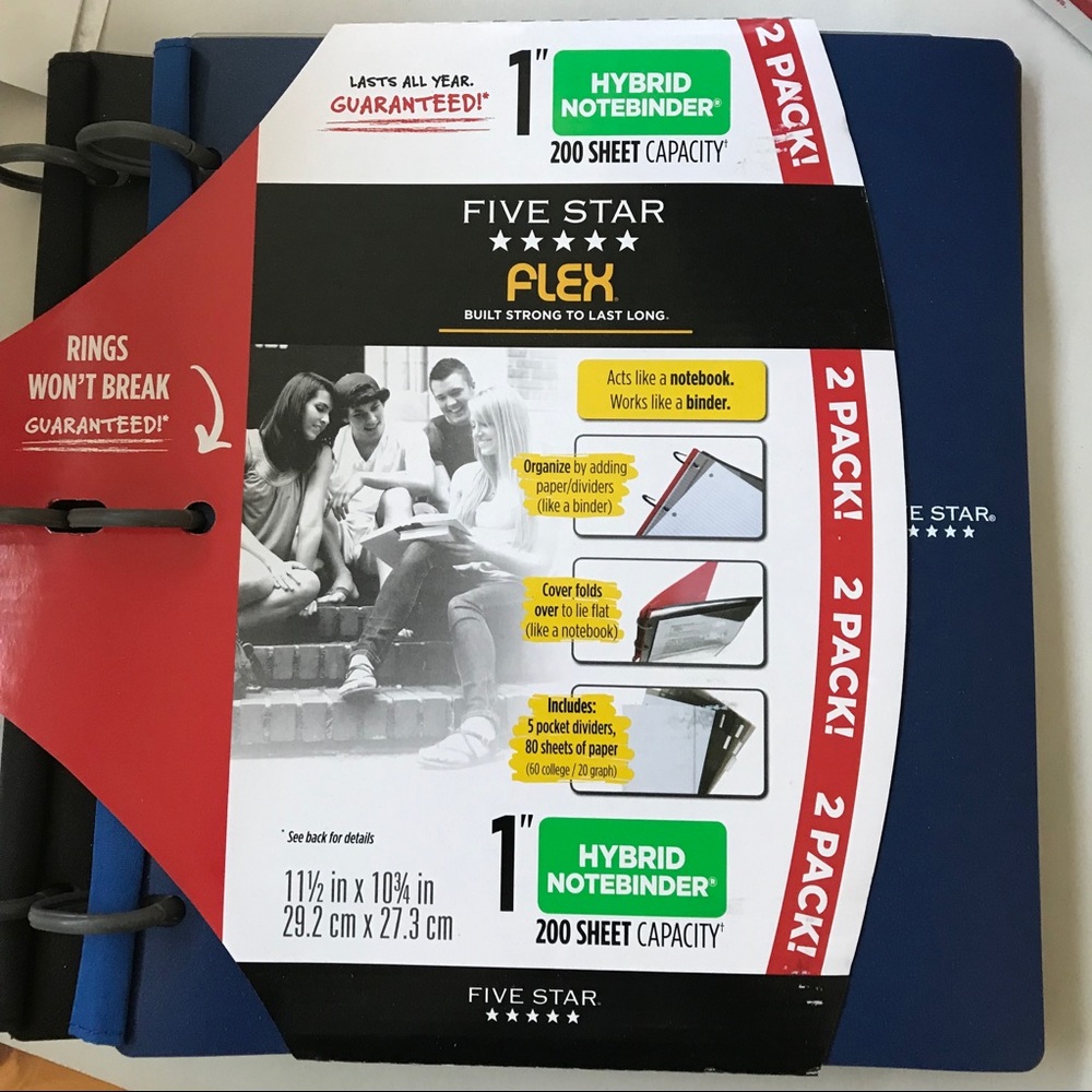 Five Star Flex Hybrid Notebinder. 2 pack